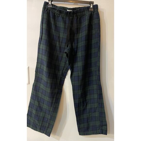 J.Crew 100% Cotton Flannel Pajama Pant Tartan Blue/ Green Plaid Sz Small Lounge - Picture 1 of 4